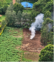 Smallholder farm landscape with a biochar production site
